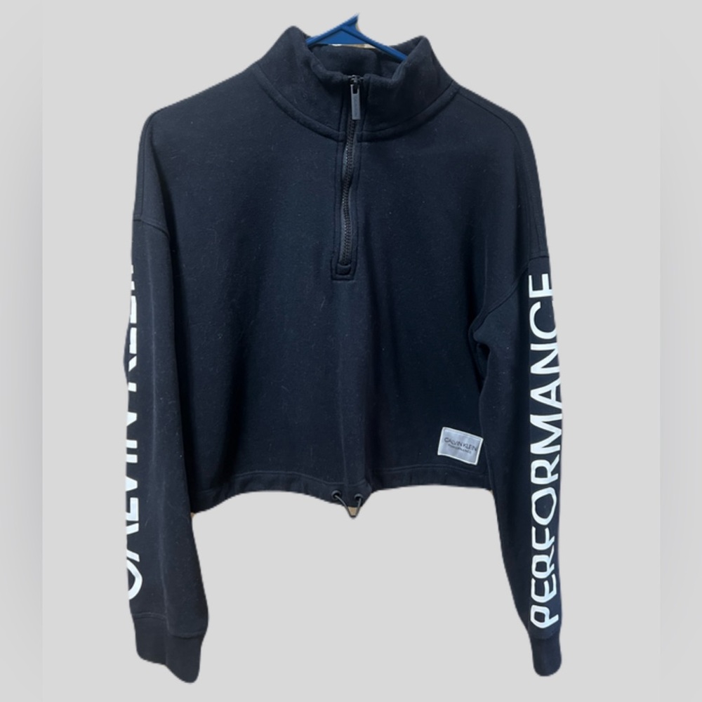 Calvin Klein Black Crop Sweatshirt Halve Zip